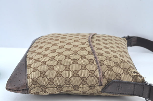 Authentic GUCCI Shoulder Cross Body Bag Purse GG Canvas Leather Brown L0473