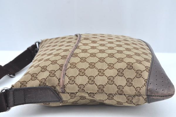 Authentic GUCCI Shoulder Cross Body Bag Purse GG Canvas Leather Brown L0473