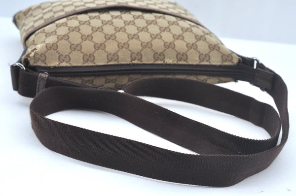 Authentic GUCCI Shoulder Cross Body Bag Purse GG Canvas Leather Brown L0473