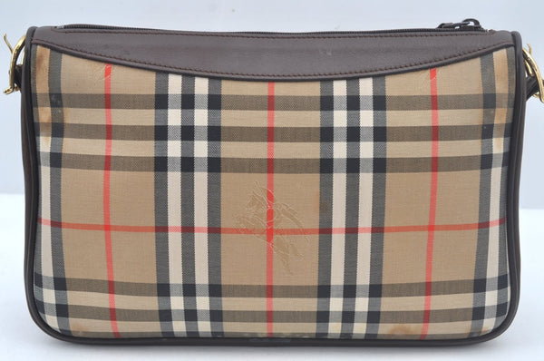 Authentic Burberrys Nova Check Shoulder Cross Body Bag Canvas Beige Junk L0474