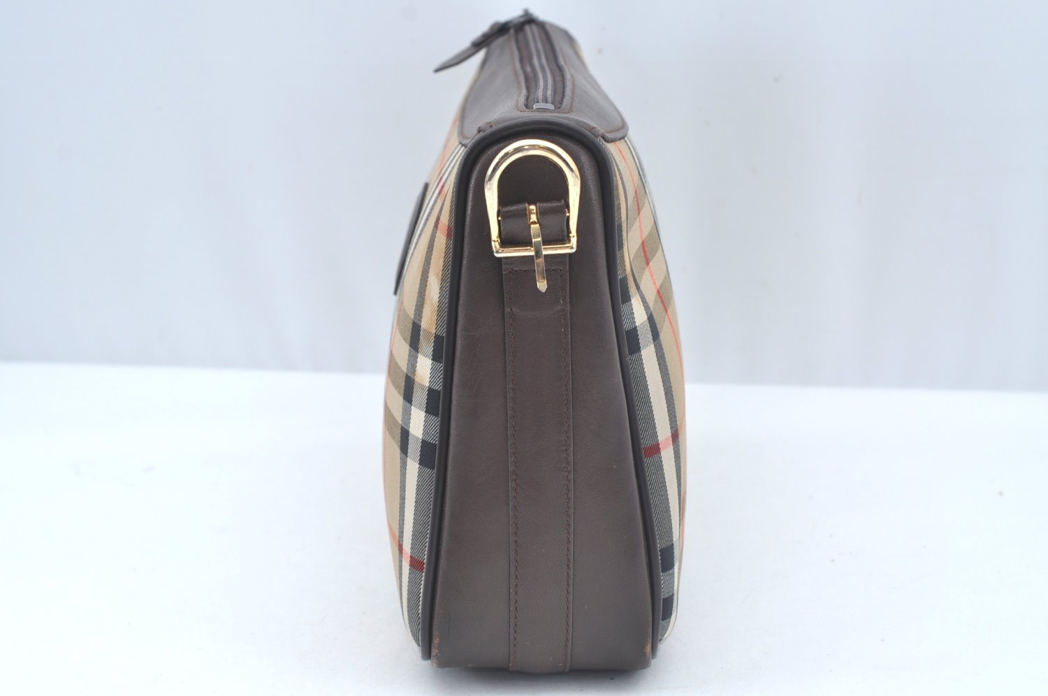 Authentic Burberrys Nova Check Shoulder Cross Body Bag Canvas Beige Junk L0474