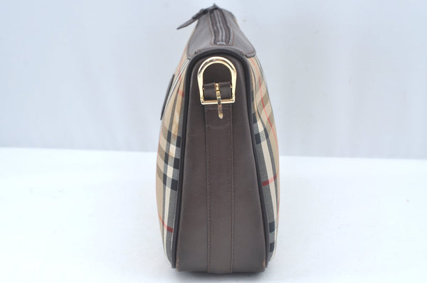 Authentic Burberrys Nova Check Shoulder Cross Body Bag Canvas Beige Junk L0474