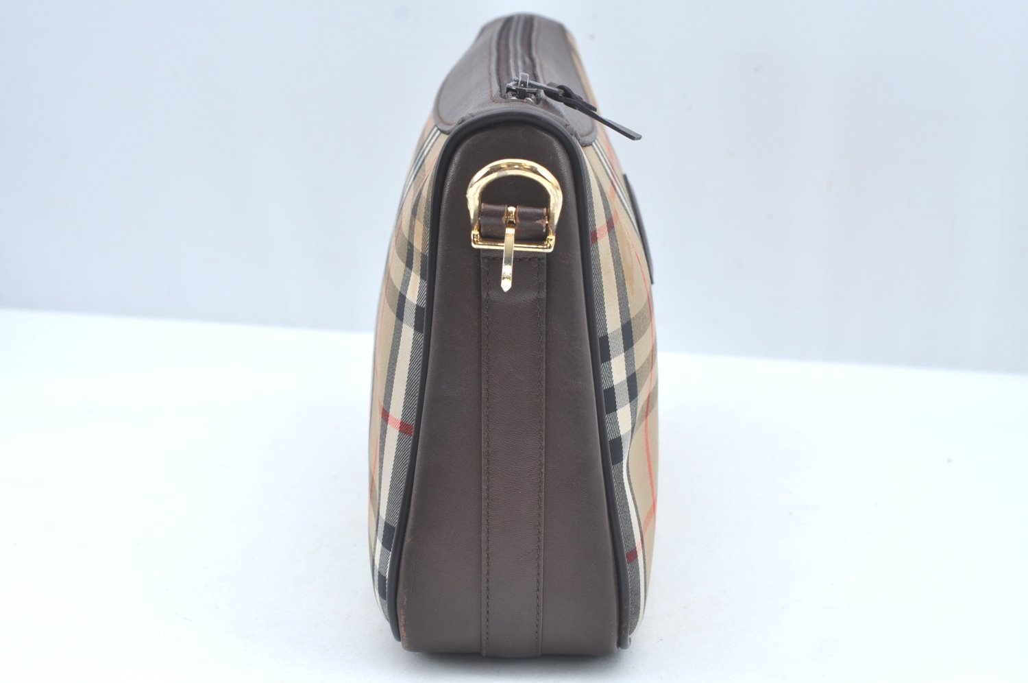 Authentic Burberrys Nova Check Shoulder Cross Body Bag Canvas Beige Junk L0474