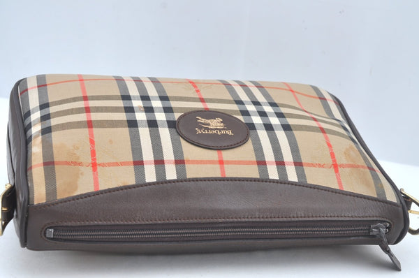 Authentic Burberrys Nova Check Shoulder Cross Body Bag Canvas Beige Junk L0474