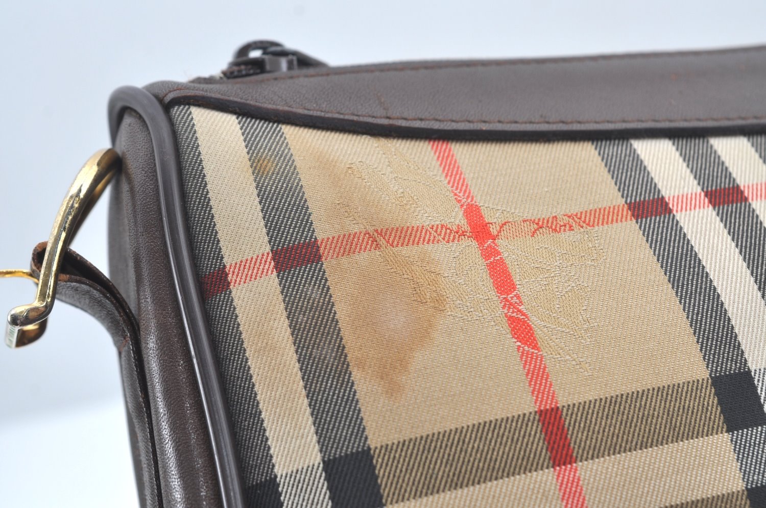 Authentic Burberrys Nova Check Shoulder Cross Body Bag Canvas Beige Junk L0474