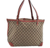 Authentic GUCCI Craft Shoulder Tote Bag GG Canvas Leather 247209 Brown L0476