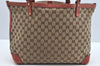 Authentic GUCCI Craft Shoulder Tote Bag GG Canvas Leather 247209 Brown L0476