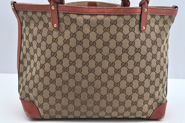 Authentic GUCCI Craft Shoulder Tote Bag GG Canvas Leather 247209 Brown L0476