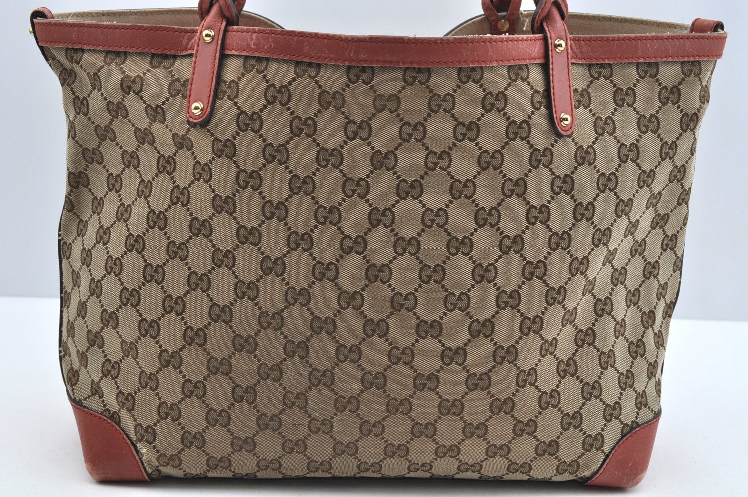 Authentic GUCCI Craft Shoulder Tote Bag GG Canvas Leather 247209 Brown L0476