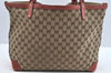 Authentic GUCCI Craft Shoulder Tote Bag GG Canvas Leather 247209 Brown L0476