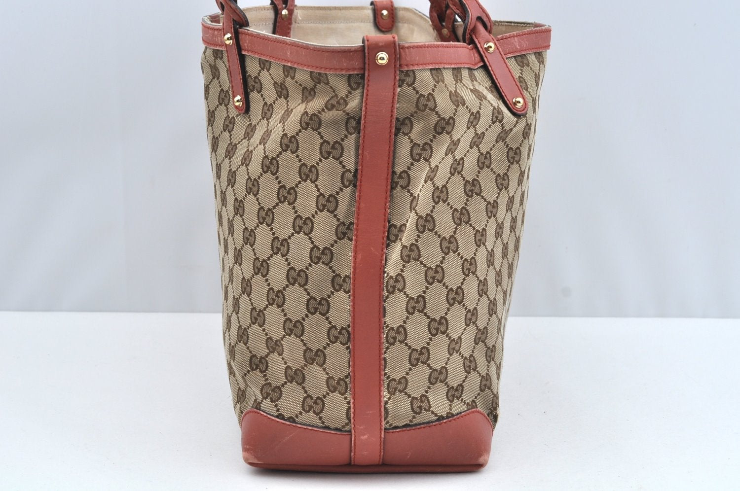 Authentic GUCCI Craft Shoulder Tote Bag GG Canvas Leather 247209 Brown L0476