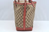 Authentic GUCCI Craft Shoulder Tote Bag GG Canvas Leather 247209 Brown L0476