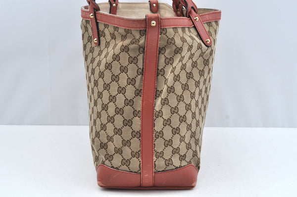 Authentic GUCCI Craft Shoulder Tote Bag GG Canvas Leather 247209 Brown L0476