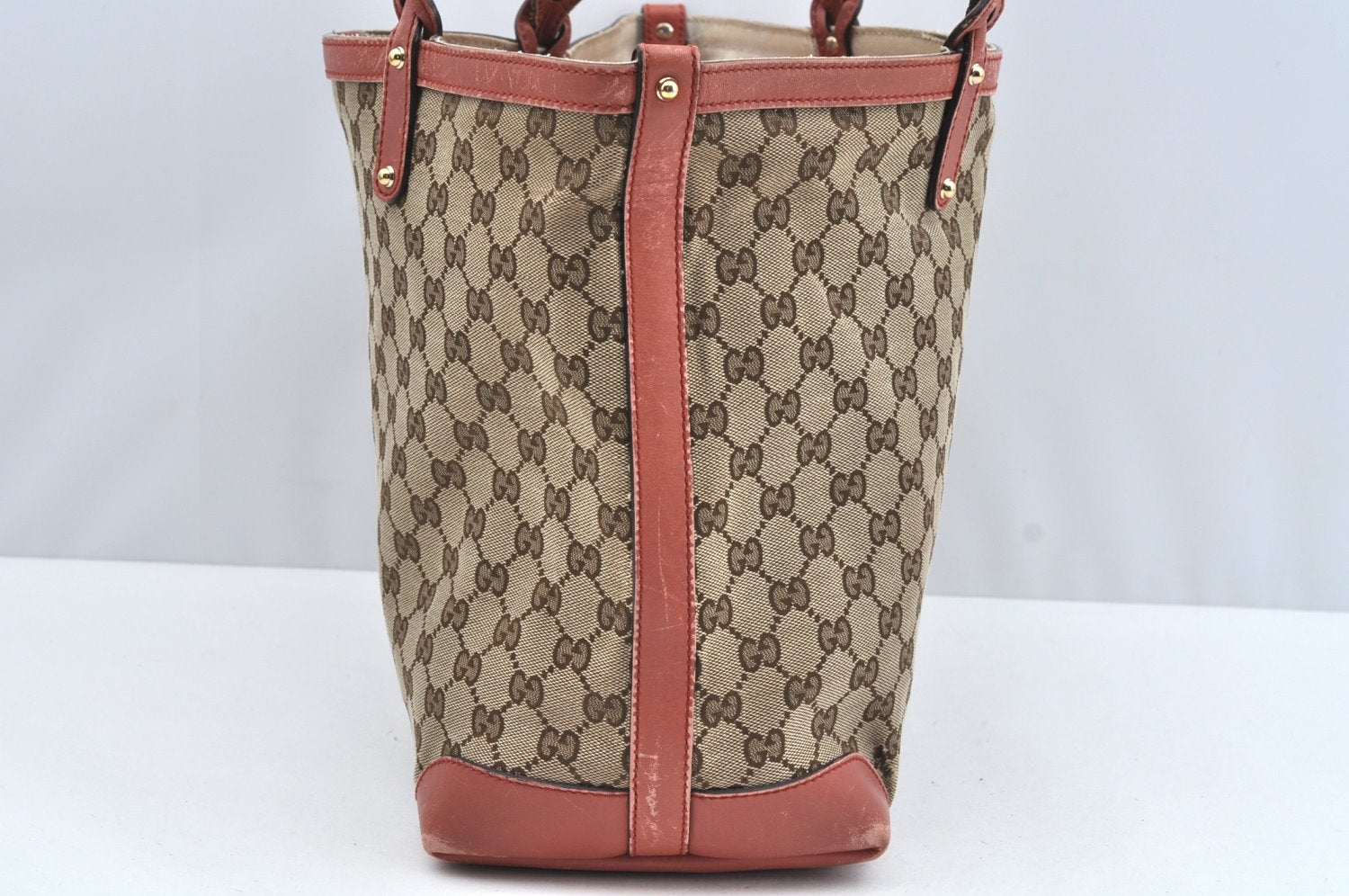 Authentic GUCCI Craft Shoulder Tote Bag GG Canvas Leather 247209 Brown L0476
