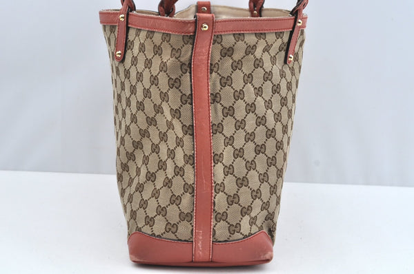 Authentic GUCCI Craft Shoulder Tote Bag GG Canvas Leather 247209 Brown L0476