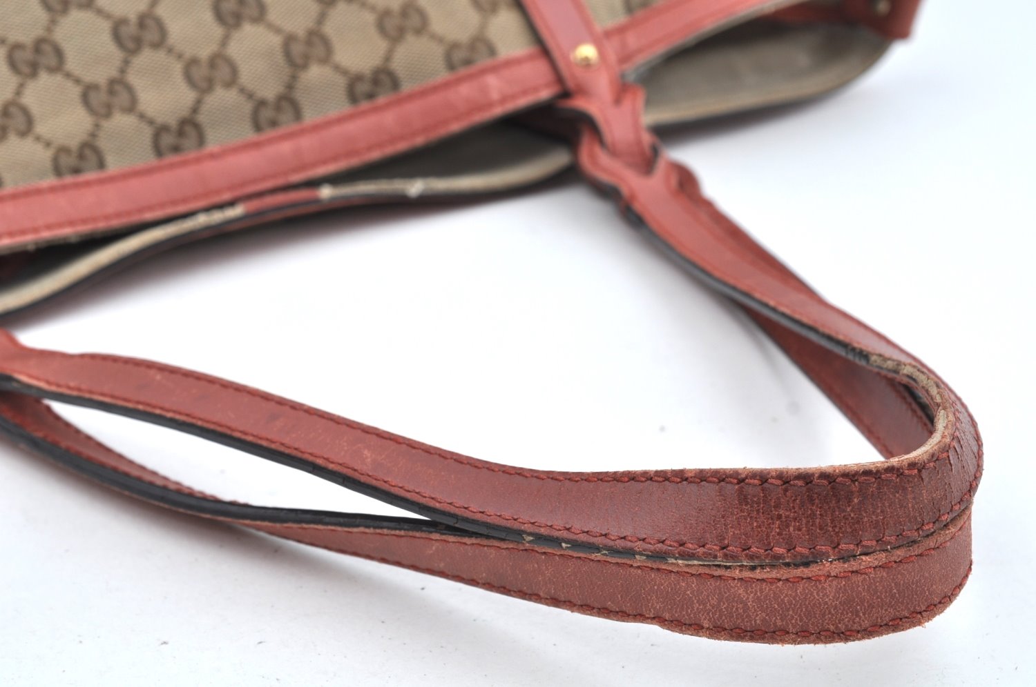 Authentic GUCCI Craft Shoulder Tote Bag GG Canvas Leather 247209 Brown L0476