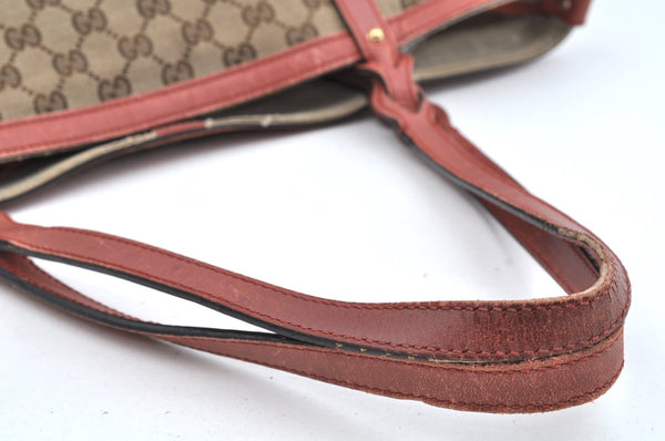 Authentic GUCCI Craft Shoulder Tote Bag GG Canvas Leather 247209 Brown L0476