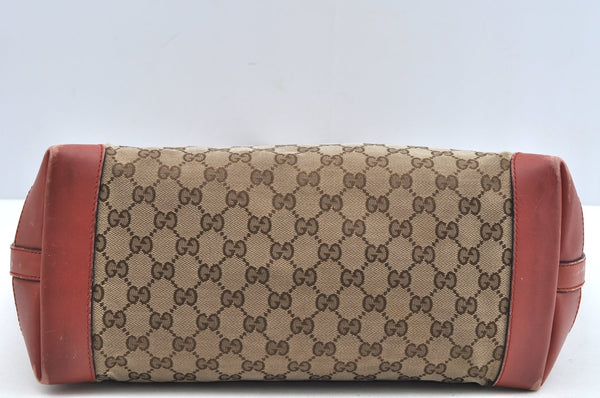 Authentic GUCCI Craft Shoulder Tote Bag GG Canvas Leather 247209 Brown L0476