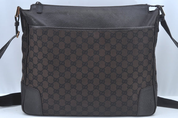 Authentic GUCCI Shoulder Cross Body Bag GG Canvas Leather Brown L0478