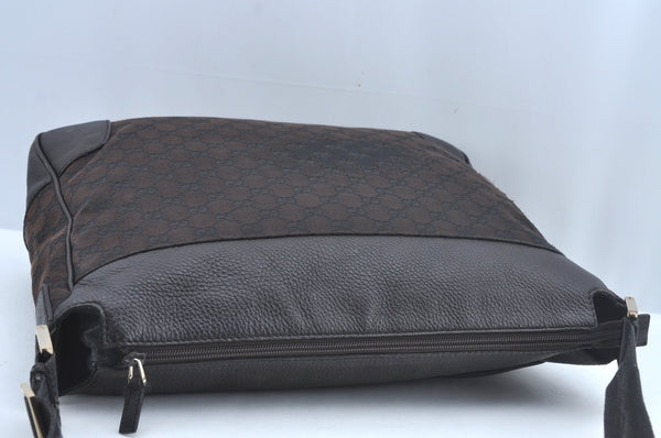 Authentic GUCCI Shoulder Cross Body Bag GG Canvas Leather Brown L0478