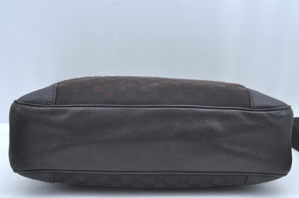 Authentic GUCCI Shoulder Cross Body Bag GG Canvas Leather Brown L0478