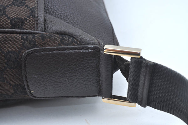 Authentic GUCCI Shoulder Cross Body Bag GG Canvas Leather Brown L0478