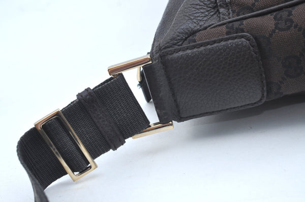 Authentic GUCCI Shoulder Cross Body Bag GG Canvas Leather Brown L0478