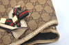 Authentic GUCCI Sherry Line Princy Ribbon Tote Bag GG Canvas 163805 Beige L0479