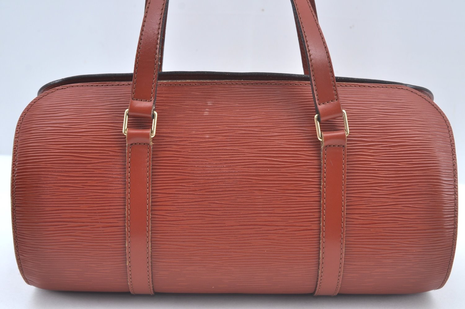 Authentic Louis Vuitton Epi Soufflot Black Hand Bag Brown M52223 LV L0480