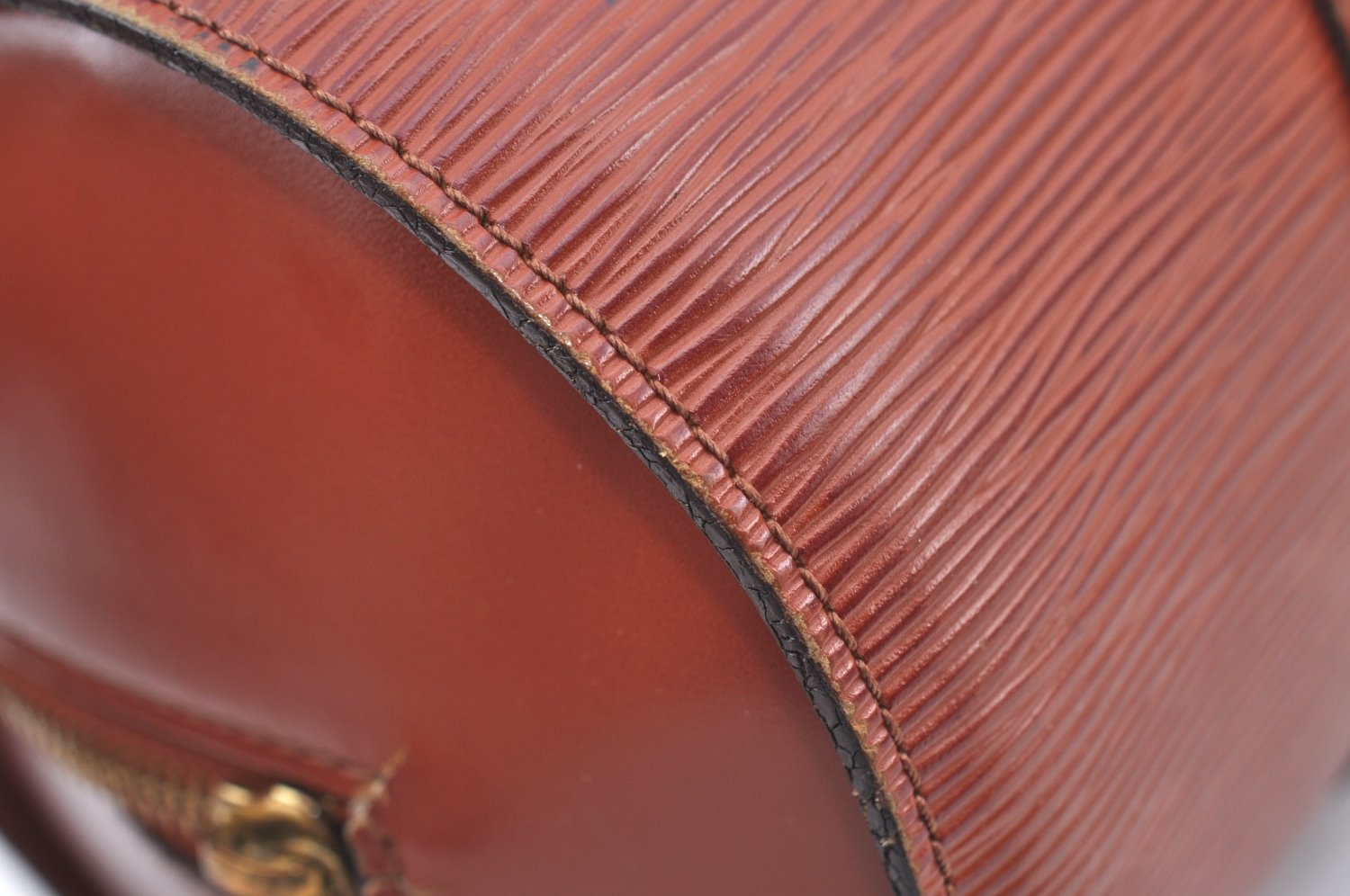 Authentic Louis Vuitton Epi Soufflot Black Hand Bag Brown M52223 LV L0480