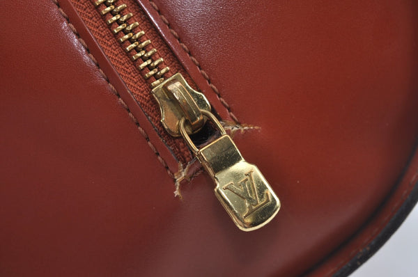 Authentic Louis Vuitton Epi Soufflot Black Hand Bag Brown M52223 LV L0480