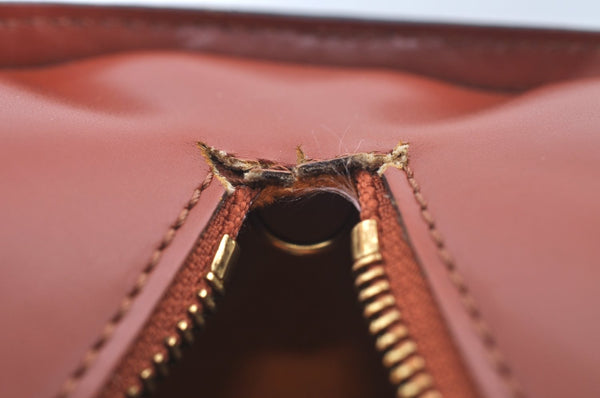 Authentic Louis Vuitton Epi Soufflot Black Hand Bag Brown M52223 LV L0480