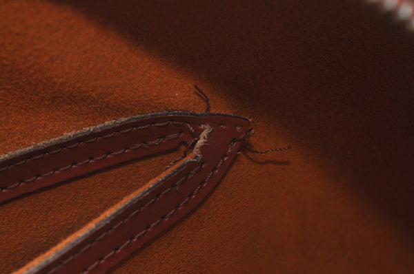 Authentic Louis Vuitton Epi Soufflot Black Hand Bag Brown M52223 LV L0480