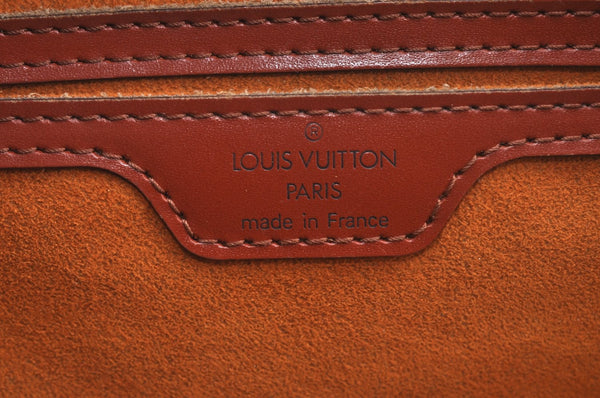 Authentic Louis Vuitton Epi Soufflot Black Hand Bag Brown M52223 LV L0480
