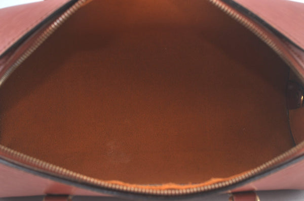 Authentic Louis Vuitton Epi Soufflot Black Hand Bag Brown M52223 LV L0480