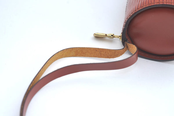 Authentic Louis Vuitton Epi Soufflot Black Hand Bag Brown M52223 LV L0480