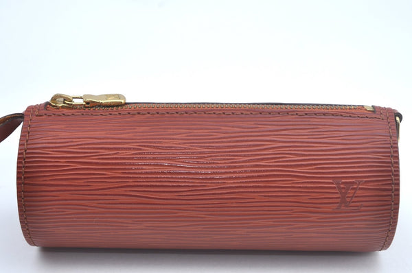 Authentic Louis Vuitton Epi Soufflot Black Hand Bag Brown M52223 LV L0480
