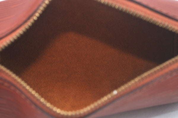 Authentic Louis Vuitton Epi Soufflot Black Hand Bag Brown M52223 LV L0480