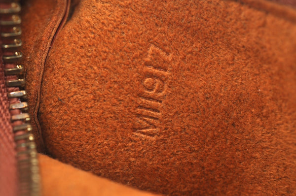 Authentic Louis Vuitton Epi Soufflot Black Hand Bag Brown M52223 LV L0480