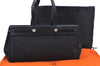 Auth HERMES Her Bag Cabas GM & GM 2Way Shoulder Tote Bag Canvas Black  L0484