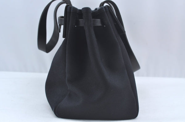 Auth HERMES Her Bag Cabas GM & GM 2Way Shoulder Tote Bag Canvas Black  L0484