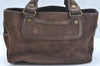 Authentic CELINE C Macadam Blason Pattern Hand Bag Suede Leather Brown L0485