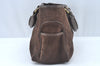 Authentic CELINE C Macadam Blason Pattern Hand Bag Suede Leather Brown L0485
