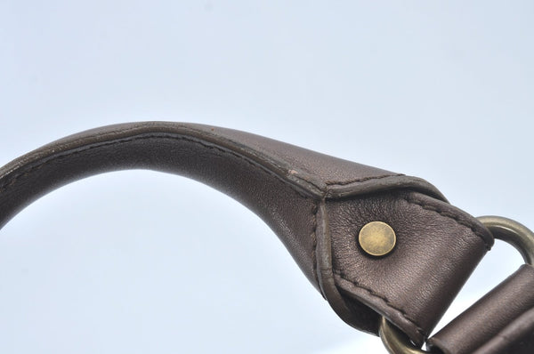 Authentic CELINE C Macadam Blason Pattern Hand Bag Suede Leather Brown L0485