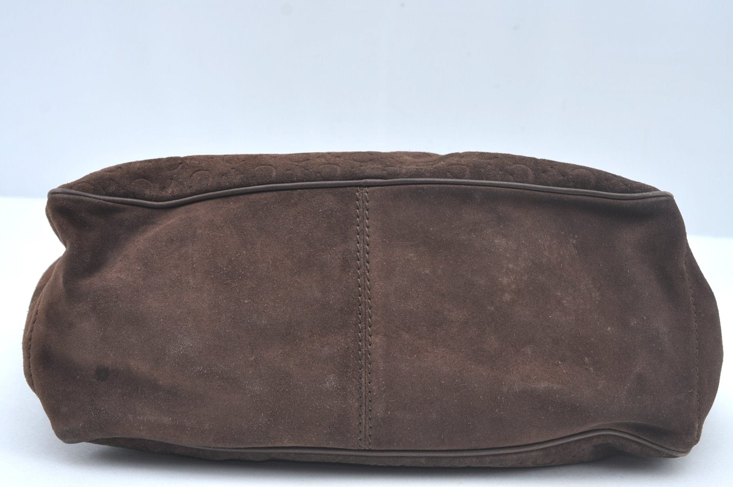 Authentic CELINE C Macadam Blason Pattern Hand Bag Suede Leather Brown L0485