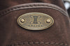 Authentic CELINE C Macadam Blason Pattern Hand Bag Suede Leather Brown L0485