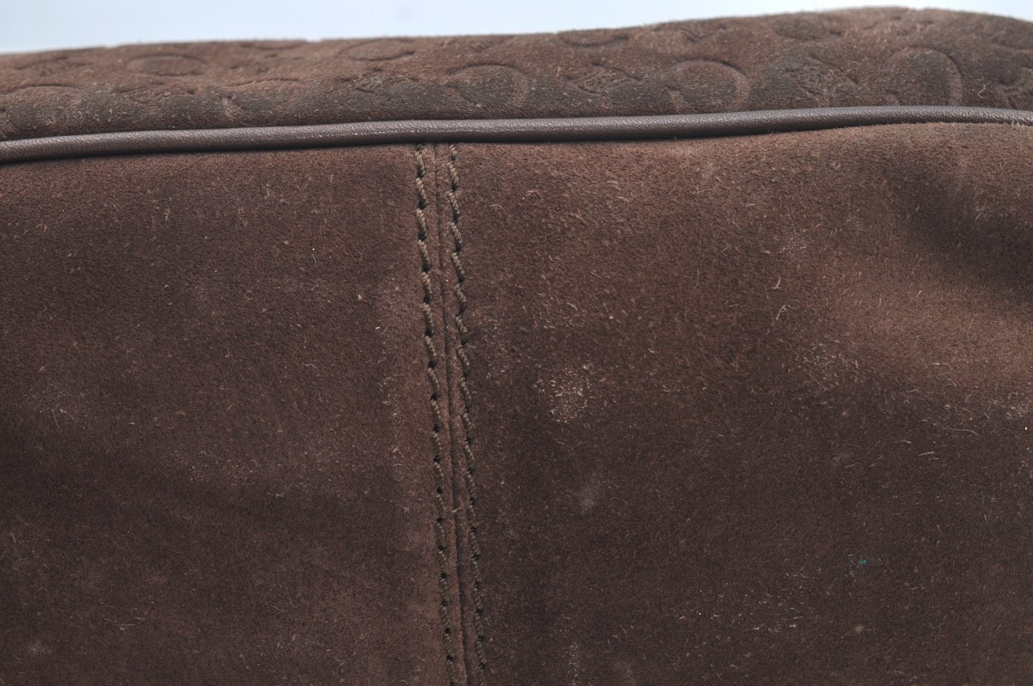 Authentic CELINE C Macadam Blason Pattern Hand Bag Suede Leather Brown L0485