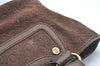 Authentic CELINE C Macadam Blason Pattern Hand Bag Suede Leather Brown L0485