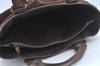 Authentic CELINE C Macadam Blason Pattern Hand Bag Suede Leather Brown L0485