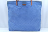 Authentic GUCCI Vintage Shoulder Tote Bag GG Nylon Leather 295252 Blue L0486
